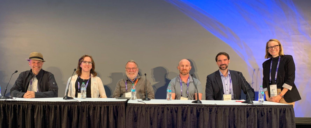 NSF CQN researcher Sarah Young (first from right) poses with invited panelists following their session “Impacts of Quantum Technologies on Society – Quantum for Good?”