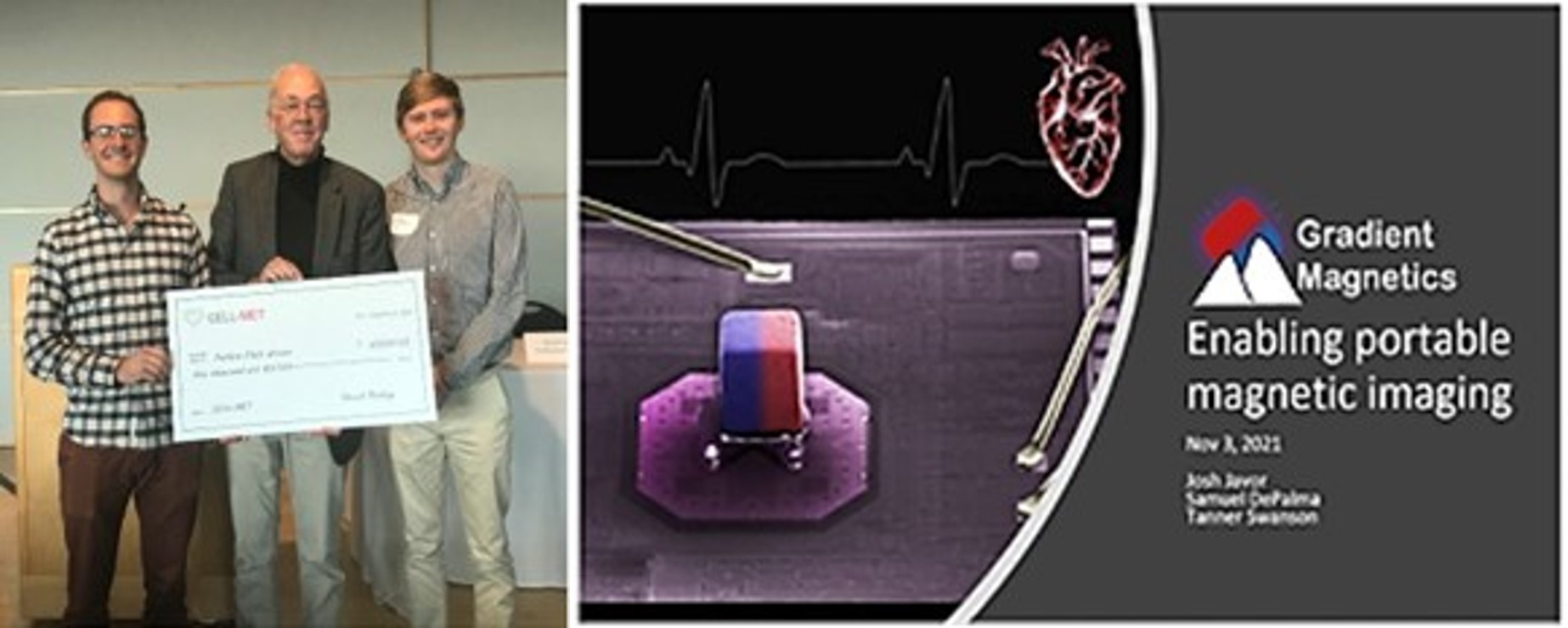 CELL-MET Innovation Ecosystem Days Perfect Pitch winners are Josh Javor, a post‐doc in Prof. Bishop's lab at BU, Sam DePalma, a Ph.D. student in Prof. Lahann's lab at University of Michigan, and Tan