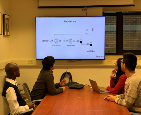 Purdue University researchers develop flowsheets as part of their work.