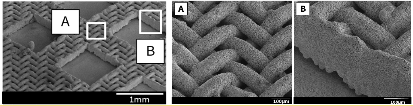 Images depict the nanostructure mesh of copper-inverse opals (A) and integrated capillaries (B) that enable efficient heat transfer.