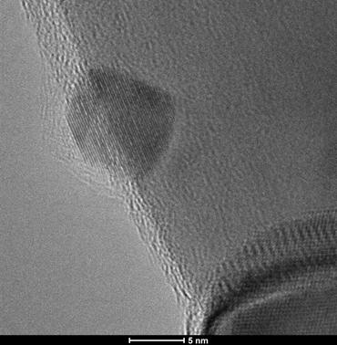 electron micrographs of catalytically active, metal nanoparticles 