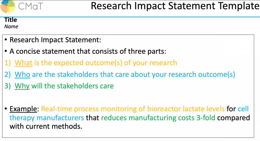 color-coded Research Impact Statement Template